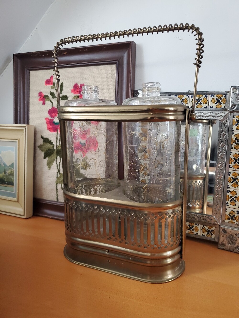 Vintage Musical Double Decanter Lantern Bar Set Made in Japan 1960s 1970s